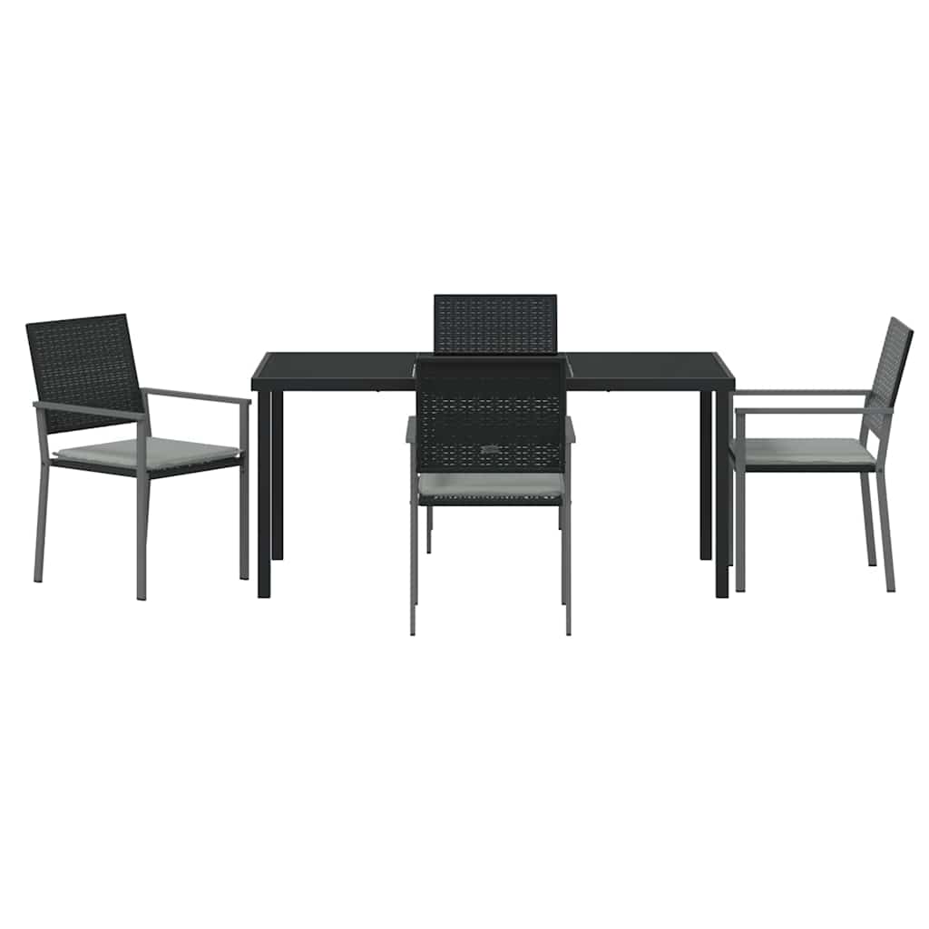Have Spisebordssæt 5 pcs Sort Poly rattan