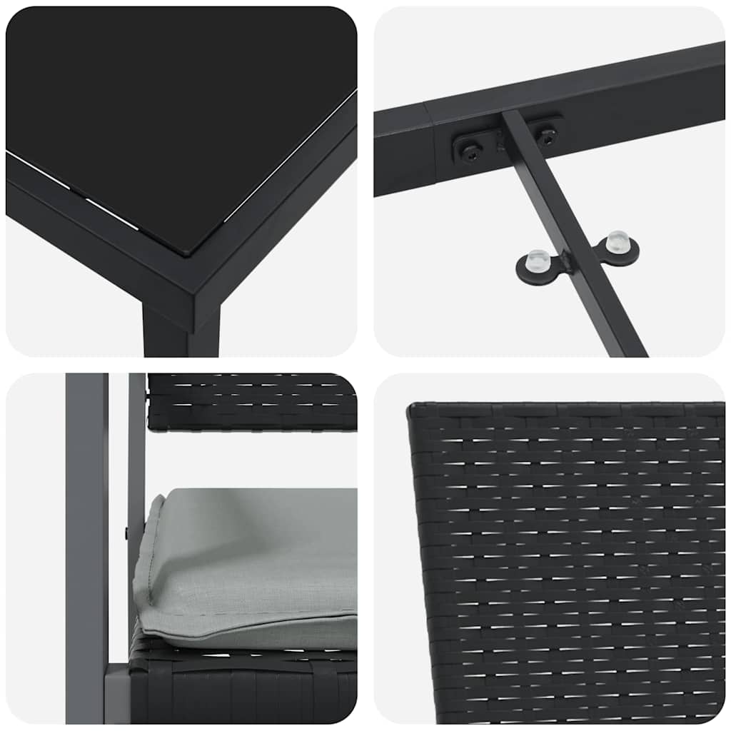 Have Spisebordssæt 7 pcs Sort Poly rattan