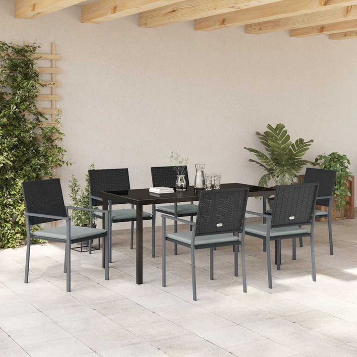Have Spisebordssæt 7 pcs Sort Poly rattan