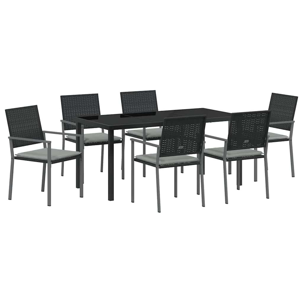 Have Spisebordssæt 7 pcs Sort Poly rattan