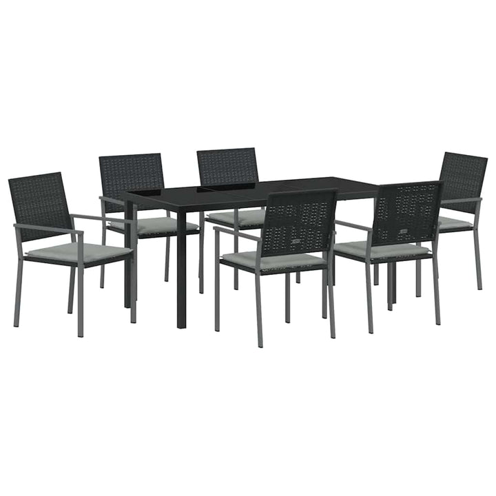Have Spisebordssæt 7 pcs Sort Poly rattan