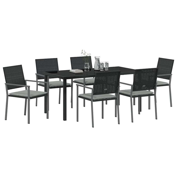 Have Spisebordssæt 7 pcs Sort Poly rattan