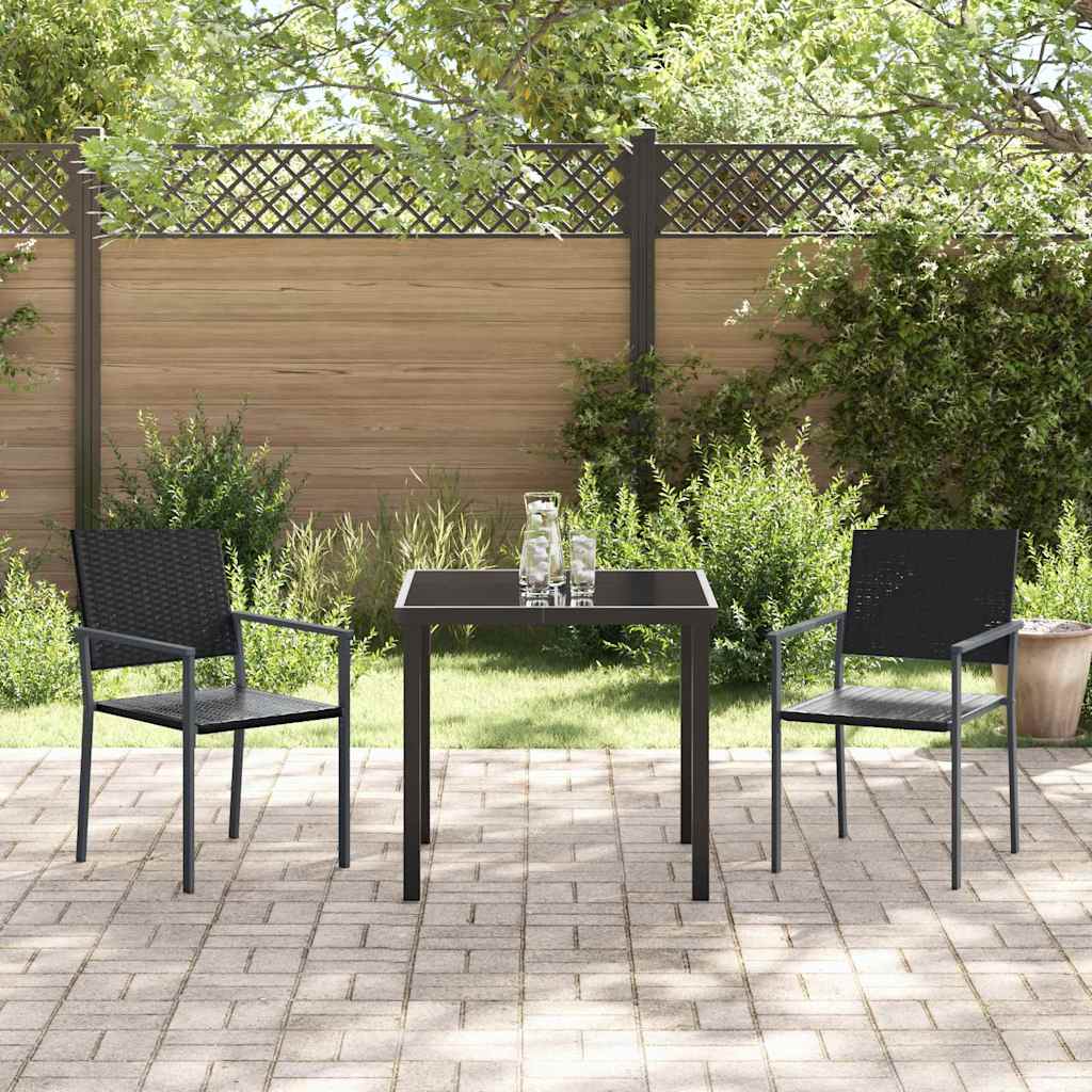 Have Spisebordssæt 3 pcs Sort Poly rattan