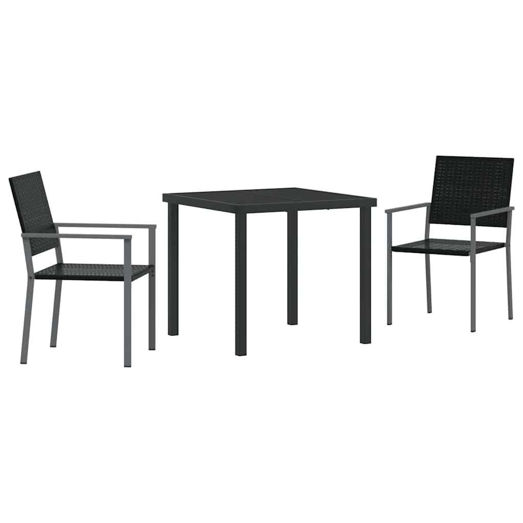 Have Spisebordssæt 3 pcs Sort Poly rattan