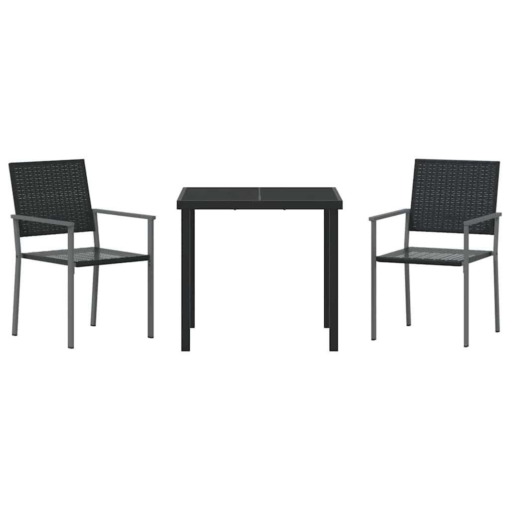 Have Spisebordssæt 3 pcs Sort Poly rattan