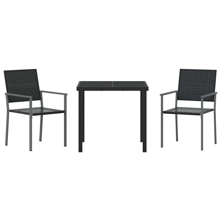 Have Spisebordssæt 3 pcs Sort Poly rattan