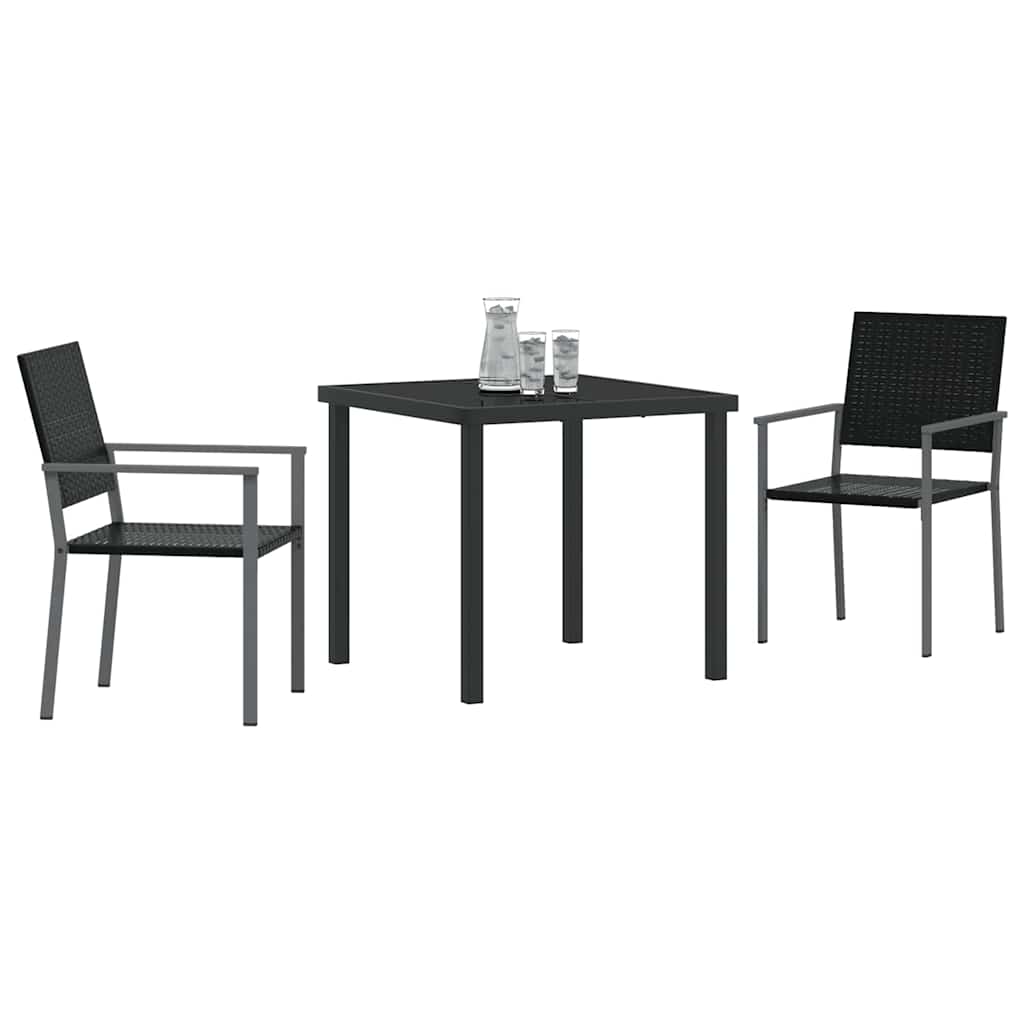 Have Spisebordssæt 3 pcs Sort Poly rattan