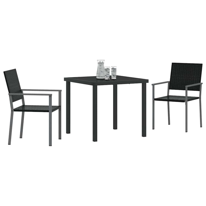 Have Spisebordssæt 3 pcs Sort Poly rattan