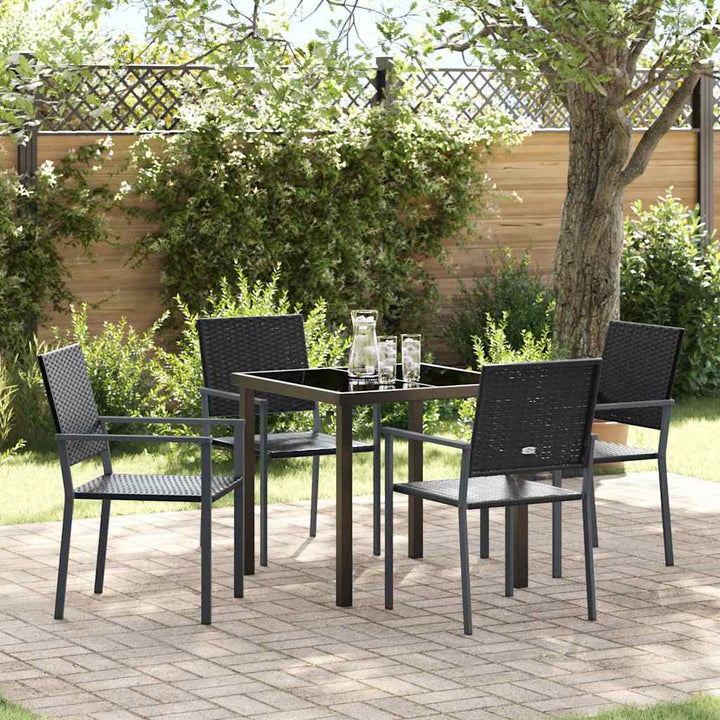 Have Spisebordssæt 5 pcs Sort Poly rattan