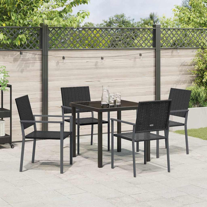 Have Spisebordssæt 5 pcs Sort Poly rattan