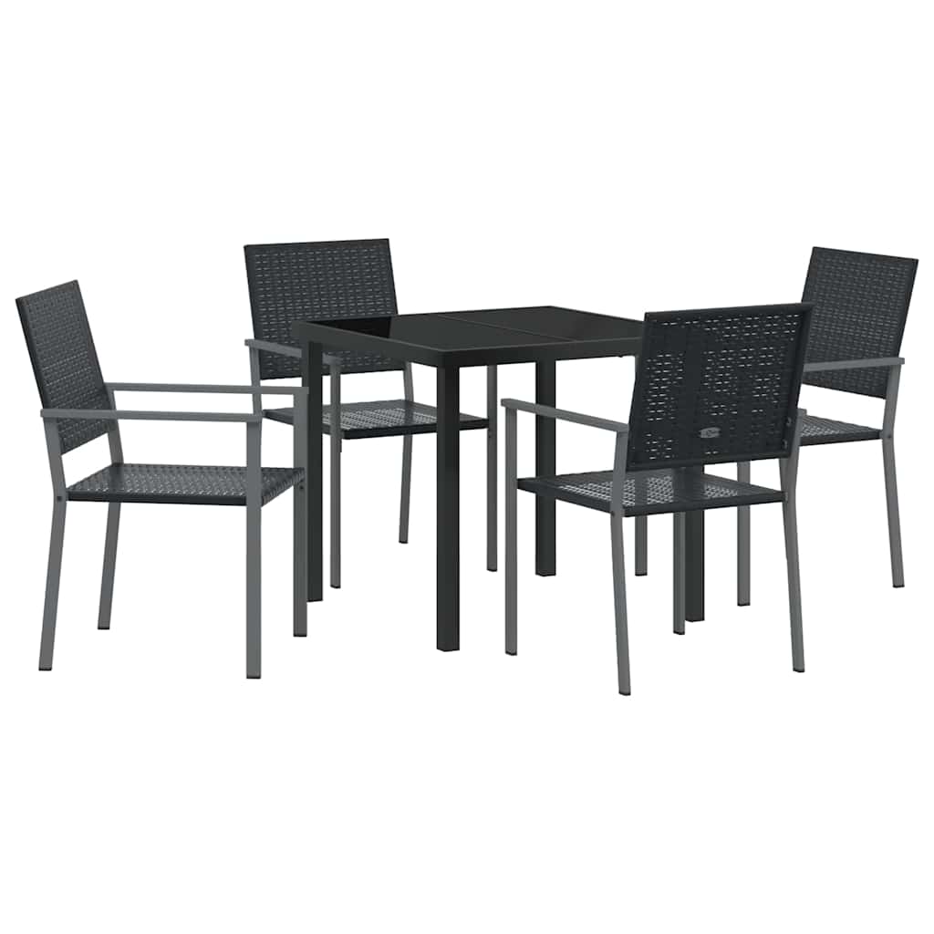 Have Spisebordssæt 5 pcs Sort Poly rattan