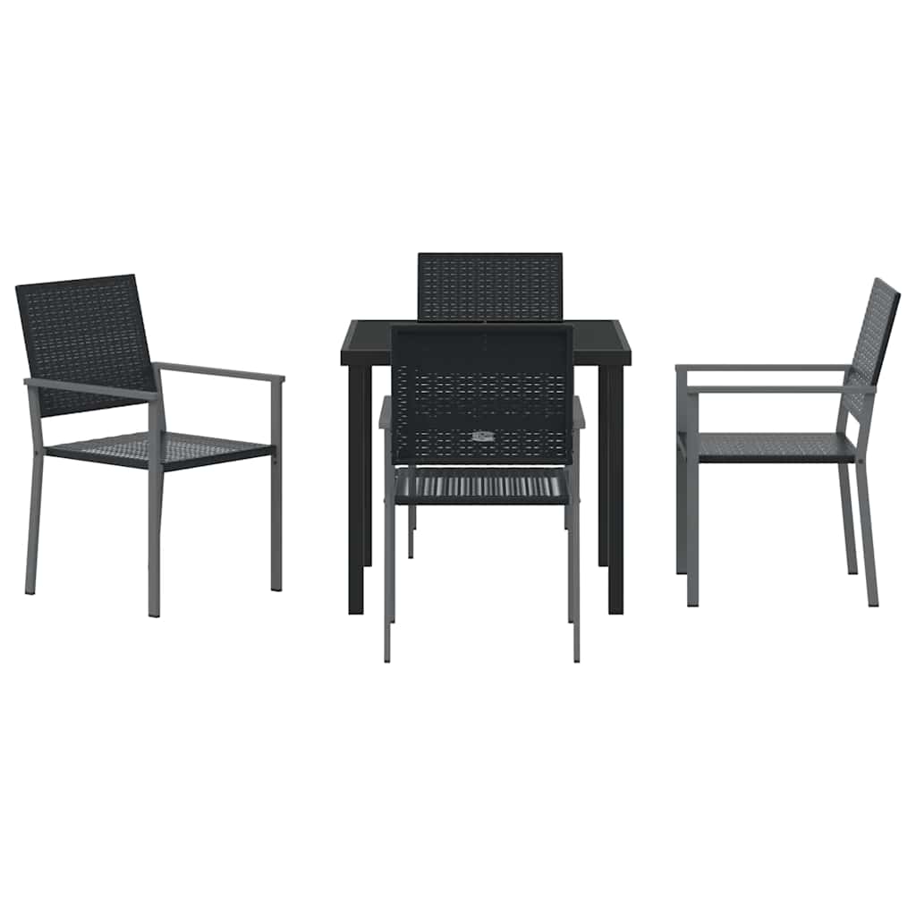 Have Spisebordssæt 5 pcs Sort Poly rattan