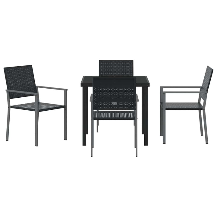 Have Spisebordssæt 5 pcs Sort Poly rattan