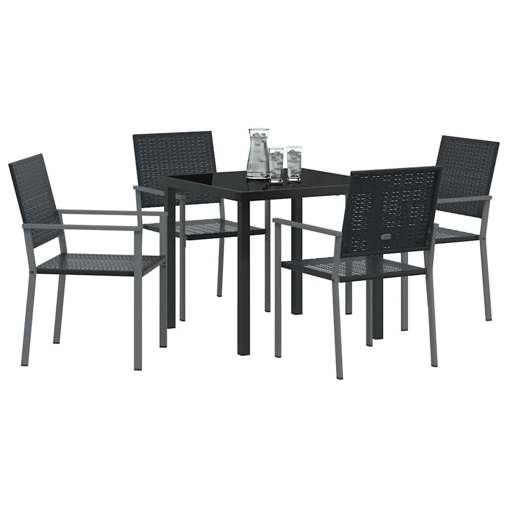 Have Spisebordssæt 5 pcs Sort Poly rattan