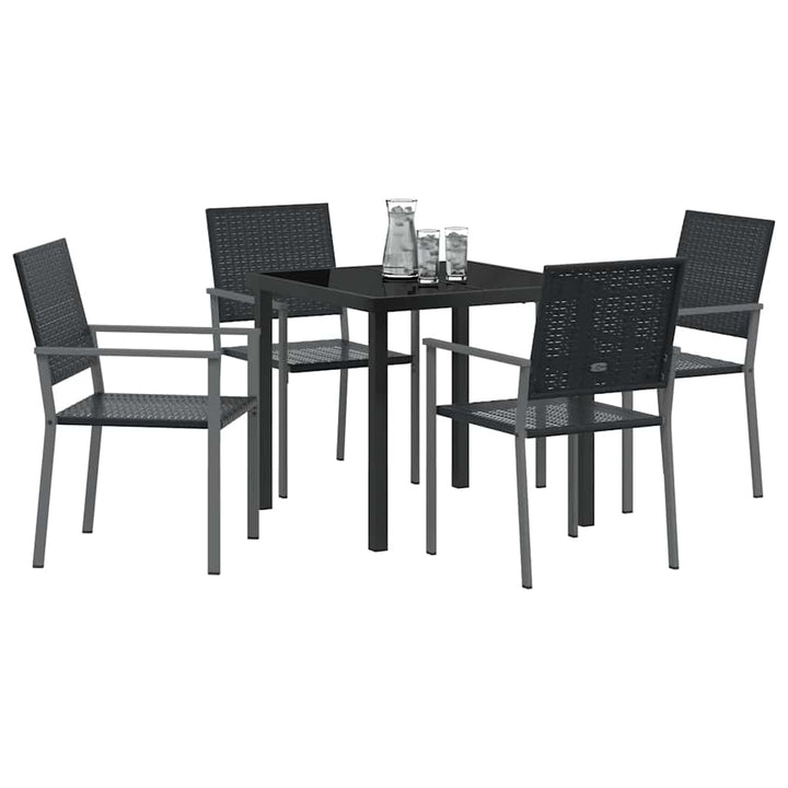 Have Spisebordssæt 5 pcs Sort Poly rattan