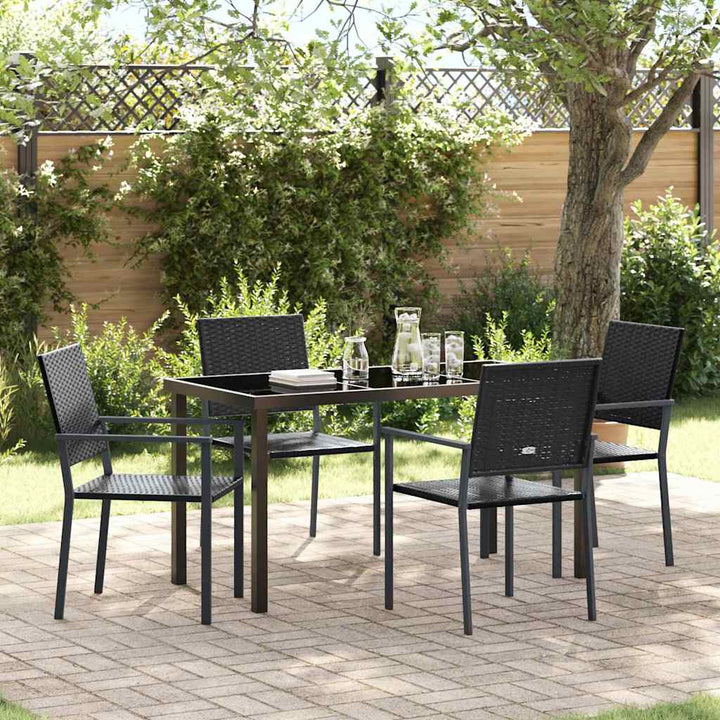 Have Spisebordssæt 5 pcs Sort Poly rattan