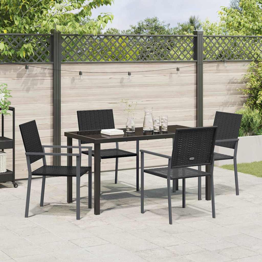 Have Spisebordssæt 5 pcs Sort Poly rattan