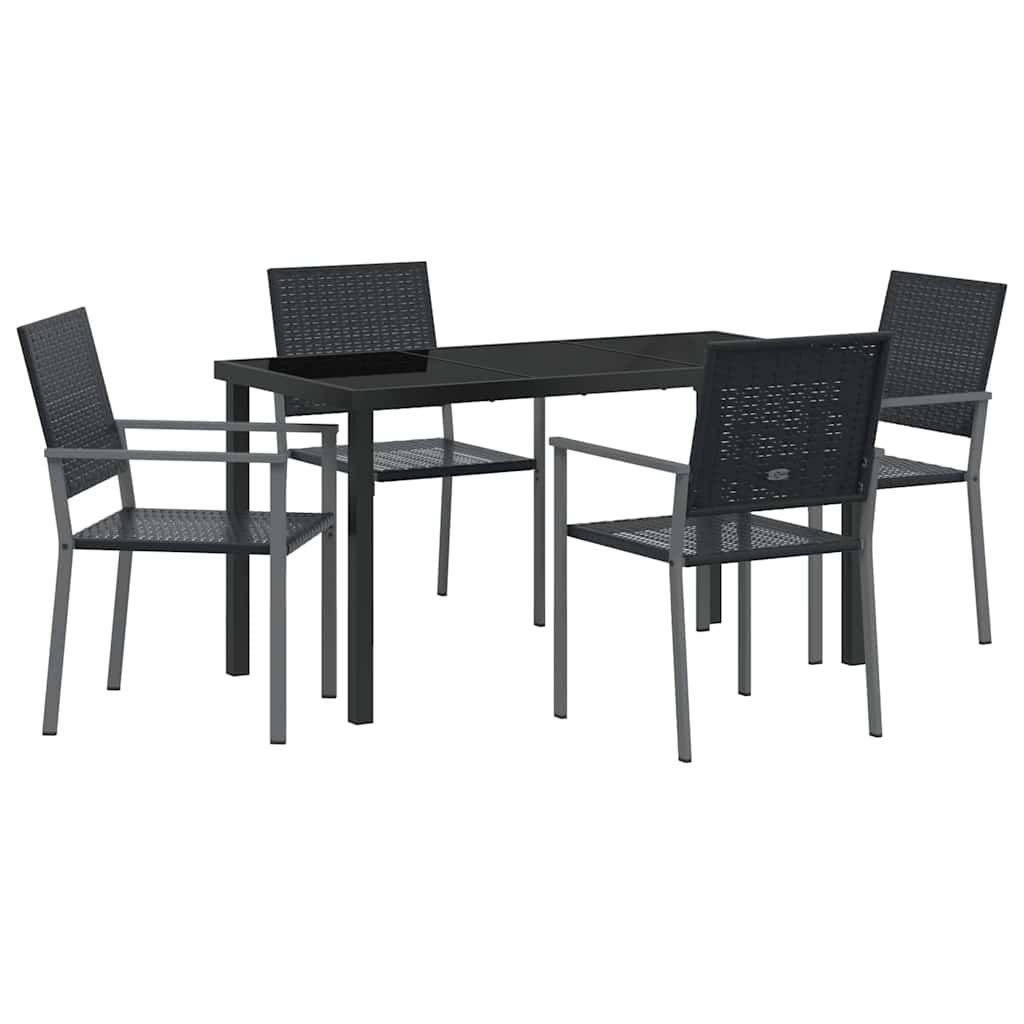 Have Spisebordssæt 5 pcs Sort Poly rattan