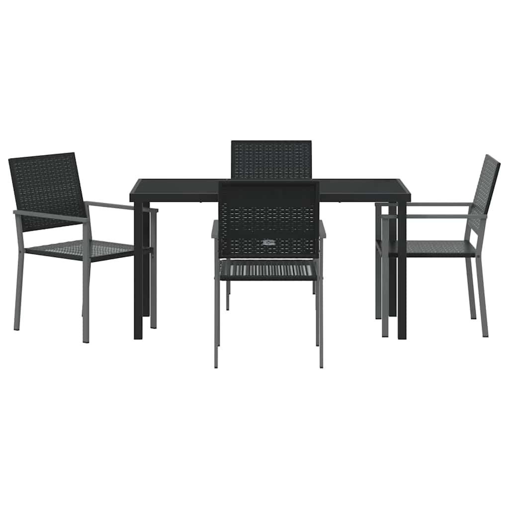 Have Spisebordssæt 5 pcs Sort Poly rattan