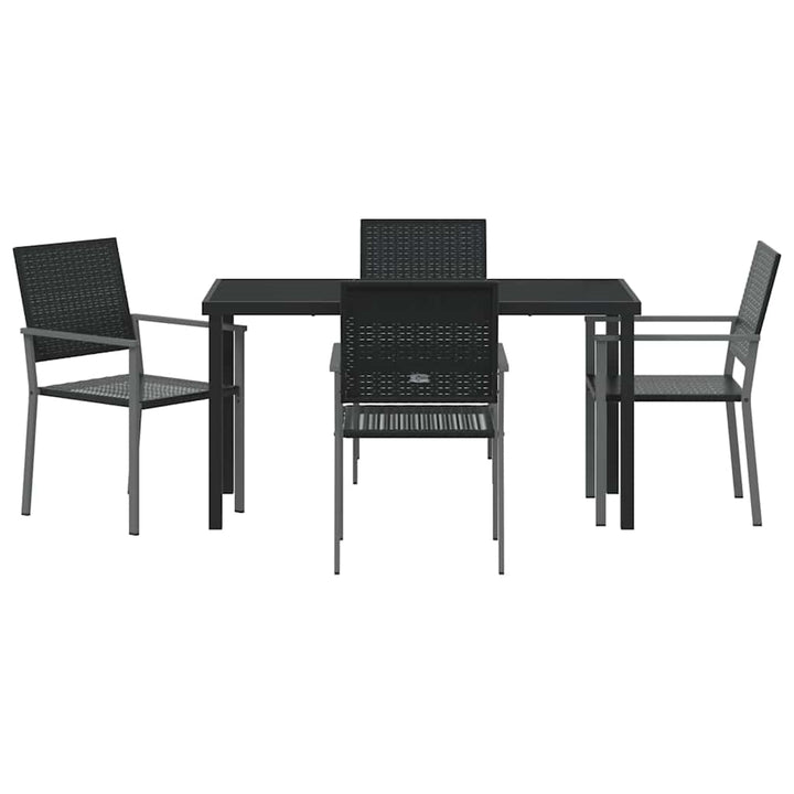 Have Spisebordssæt 5 pcs Sort Poly rattan