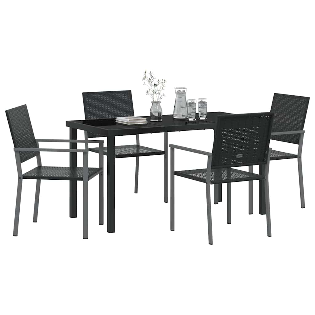 Have Spisebordssæt 5 pcs Sort Poly rattan