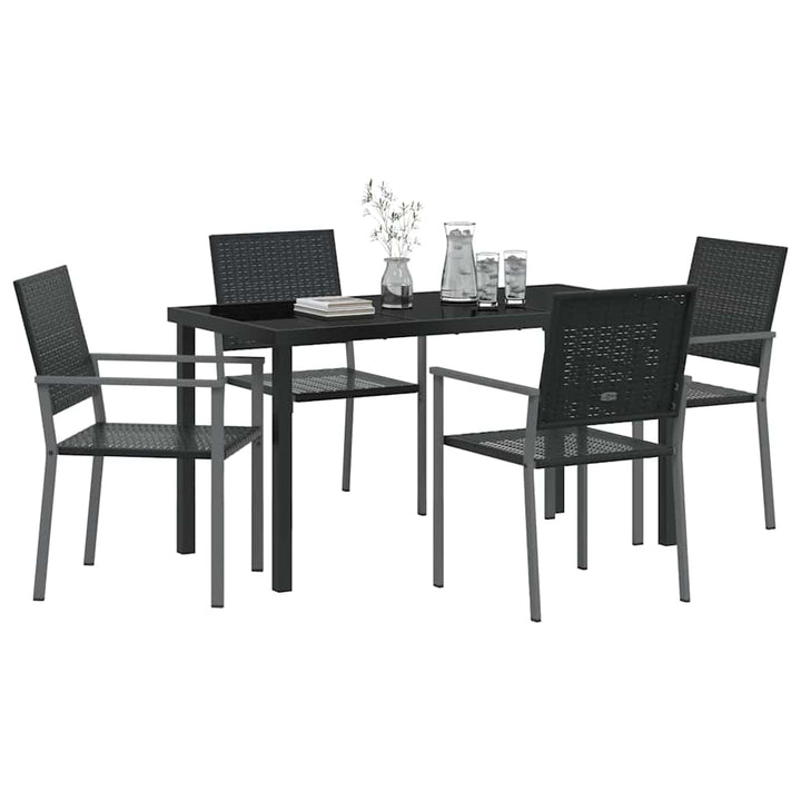 Have Spisebordssæt 5 pcs Sort Poly rattan