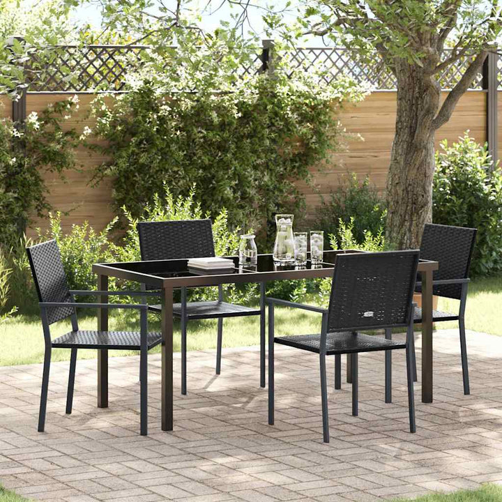 Have Spisebordssæt 5 pcs Sort Poly rattan