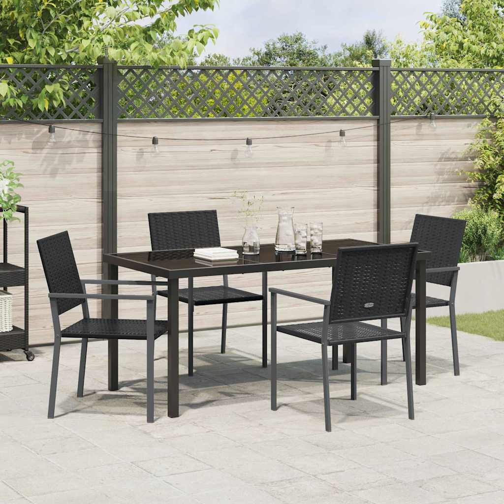 Have Spisebordssæt 5 pcs Sort Poly rattan