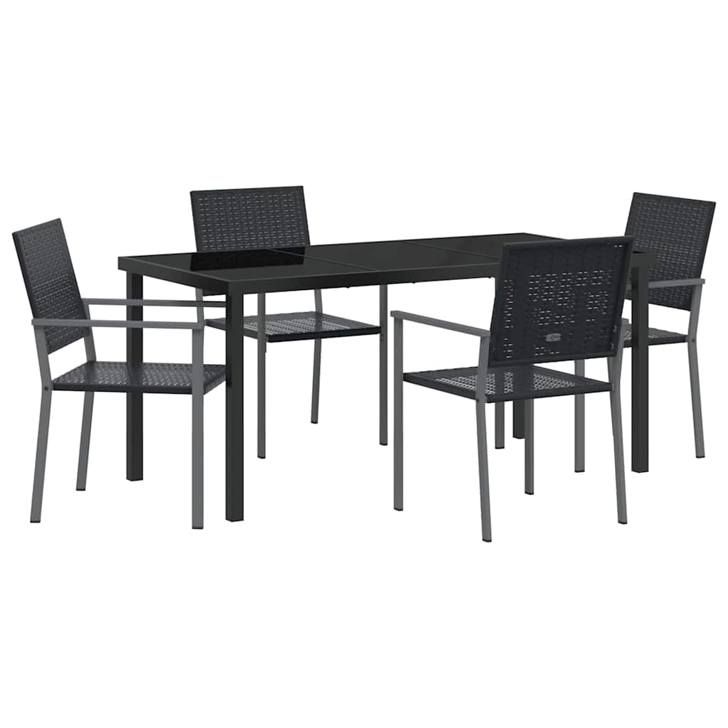 Have Spisebordssæt 5 pcs Sort Poly rattan
