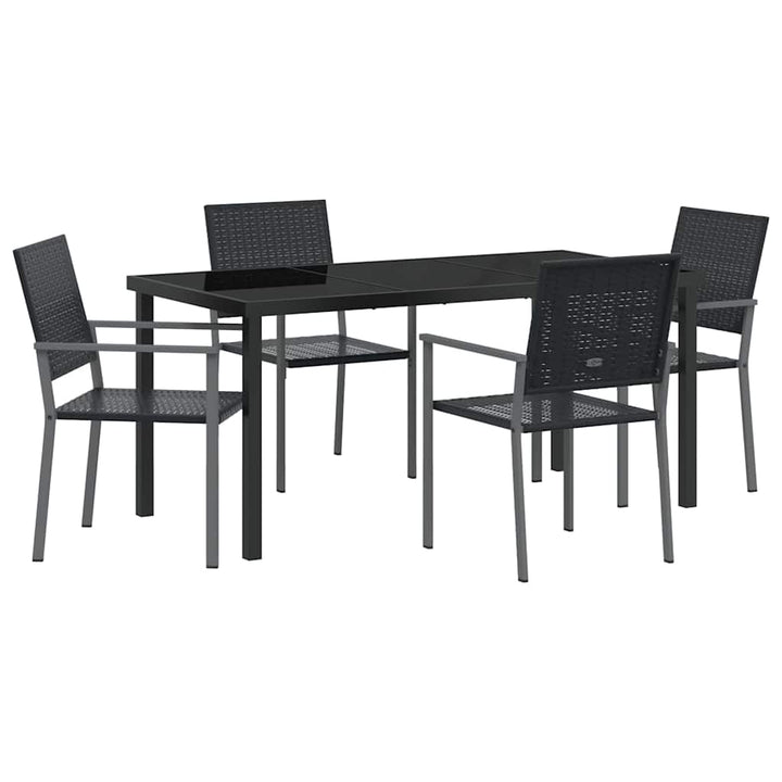 Have Spisebordssæt 5 pcs Sort Poly rattan