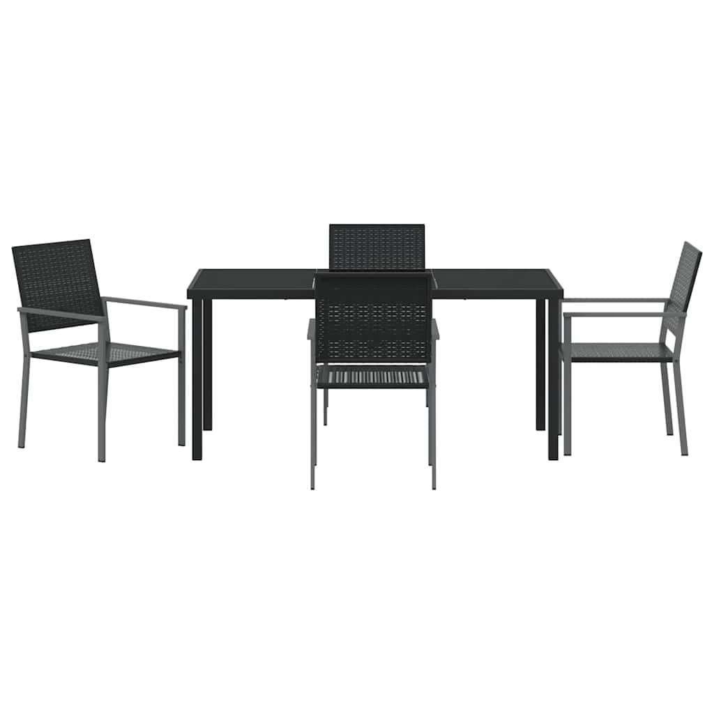 Have Spisebordssæt 5 pcs Sort Poly rattan