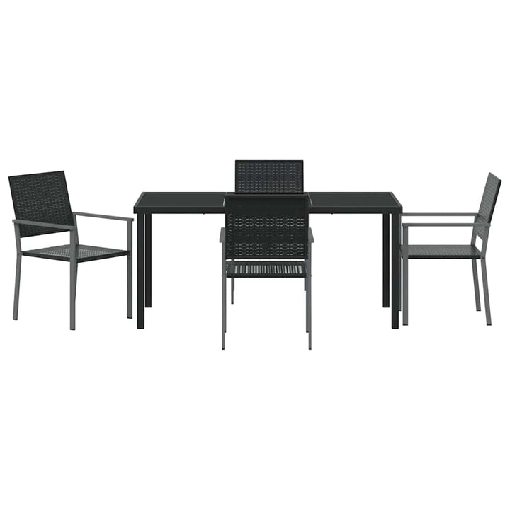 Have Spisebordssæt 5 pcs Sort Poly rattan