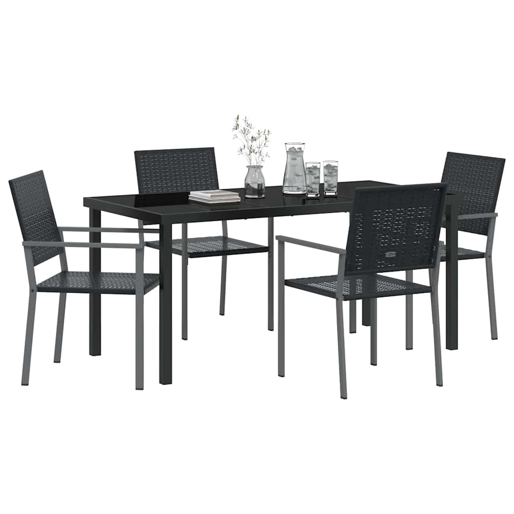 Have Spisebordssæt 5 pcs Sort Poly rattan