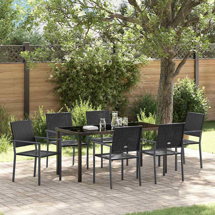 Have Spisebordssæt 7 pcs Sort Poly rattan