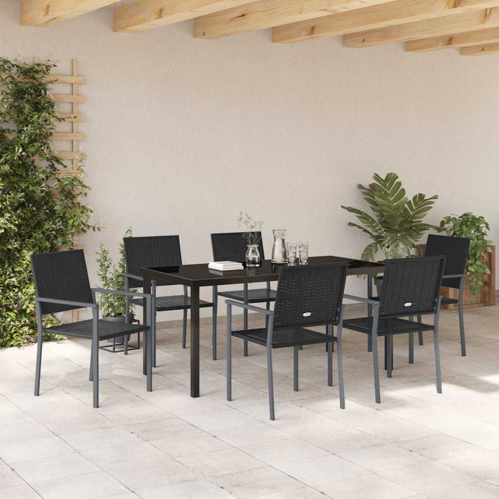 Have Spisebordssæt 7 pcs Sort Poly rattan