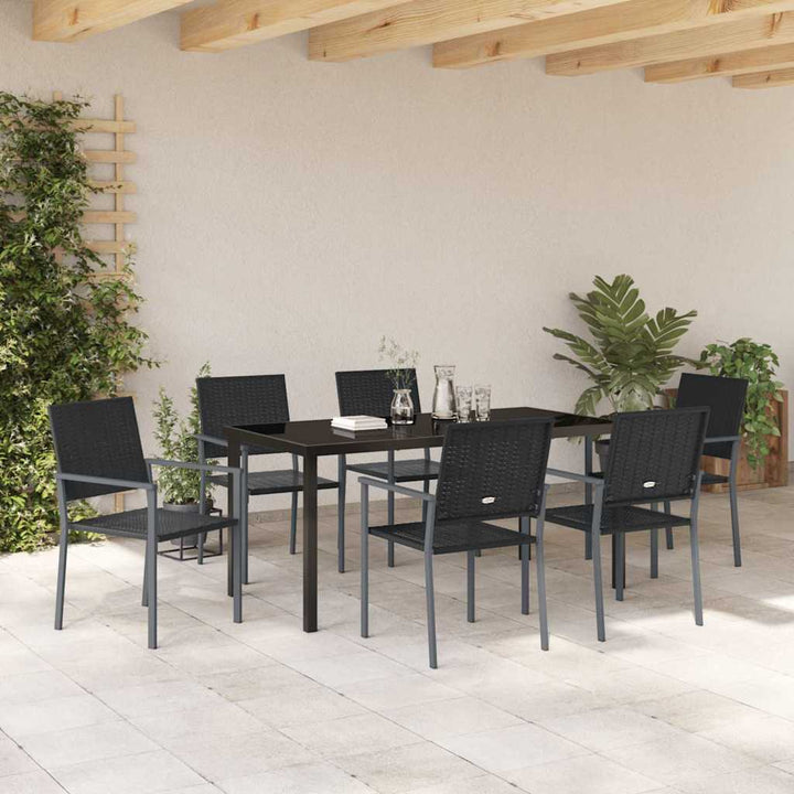 Have Spisebordssæt 7 pcs Sort Poly rattan