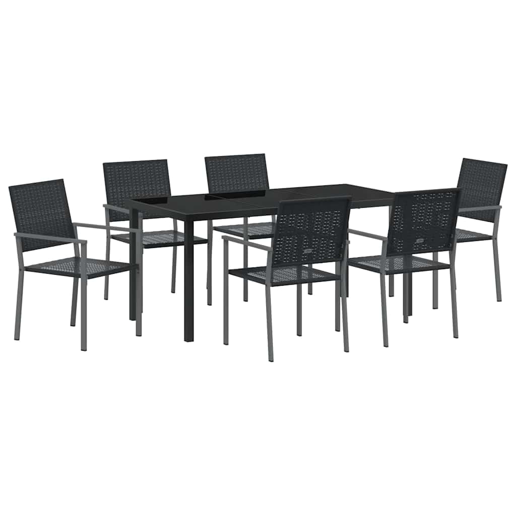Have Spisebordssæt 7 pcs Sort Poly rattan