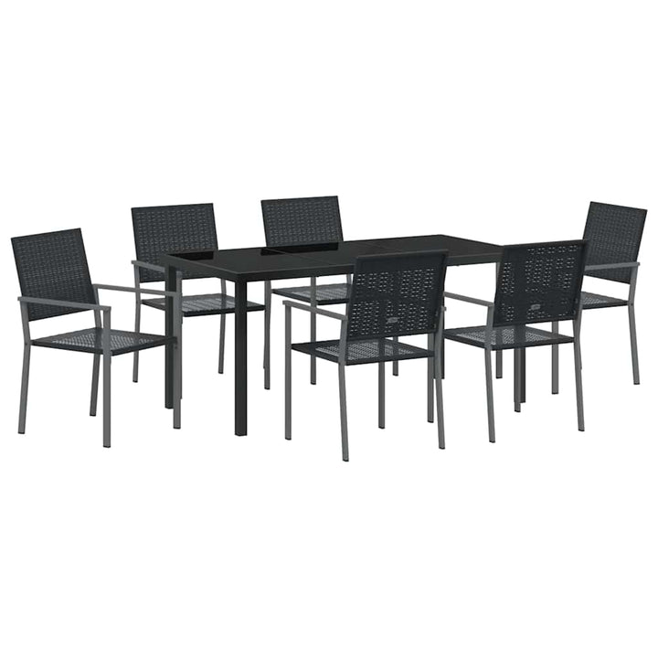 Have Spisebordssæt 7 pcs Sort Poly rattan