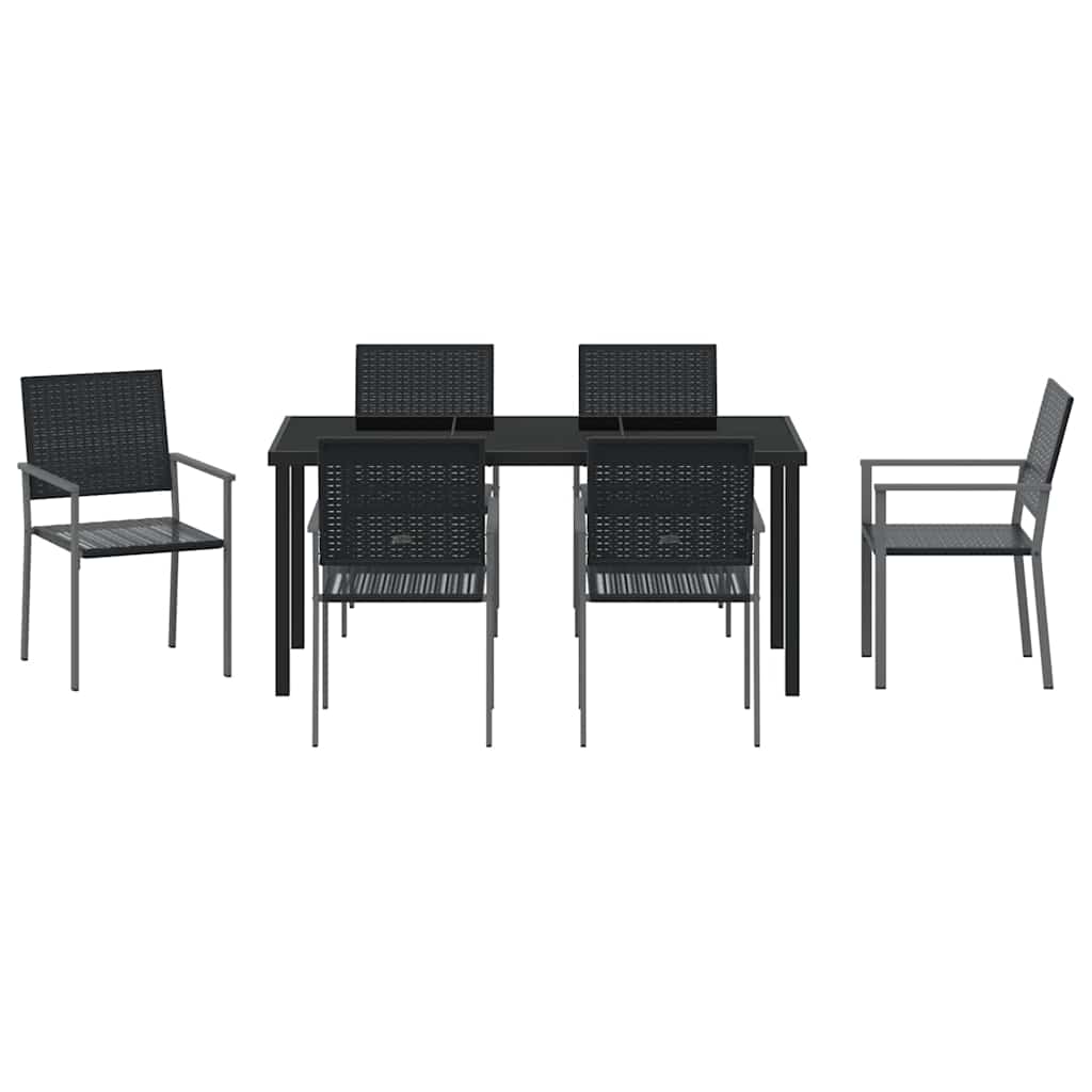 Have Spisebordssæt 7 pcs Sort Poly rattan