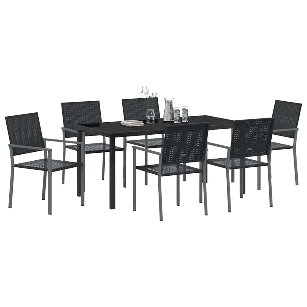 Have Spisebordssæt 7 pcs Sort Poly rattan