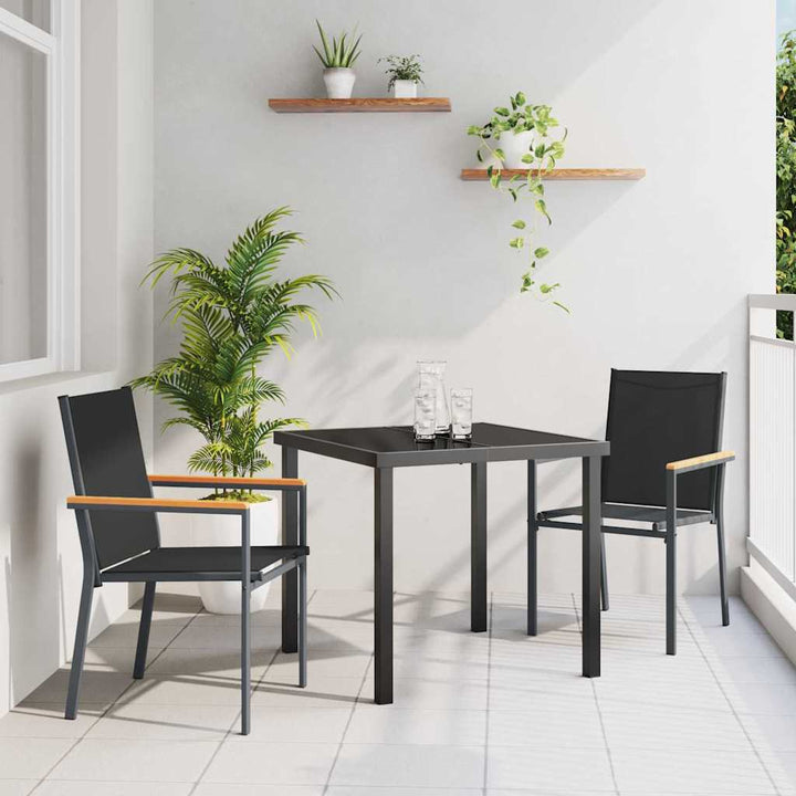 Have Spisebordssæt 3 pcs Sort Textilene og stål