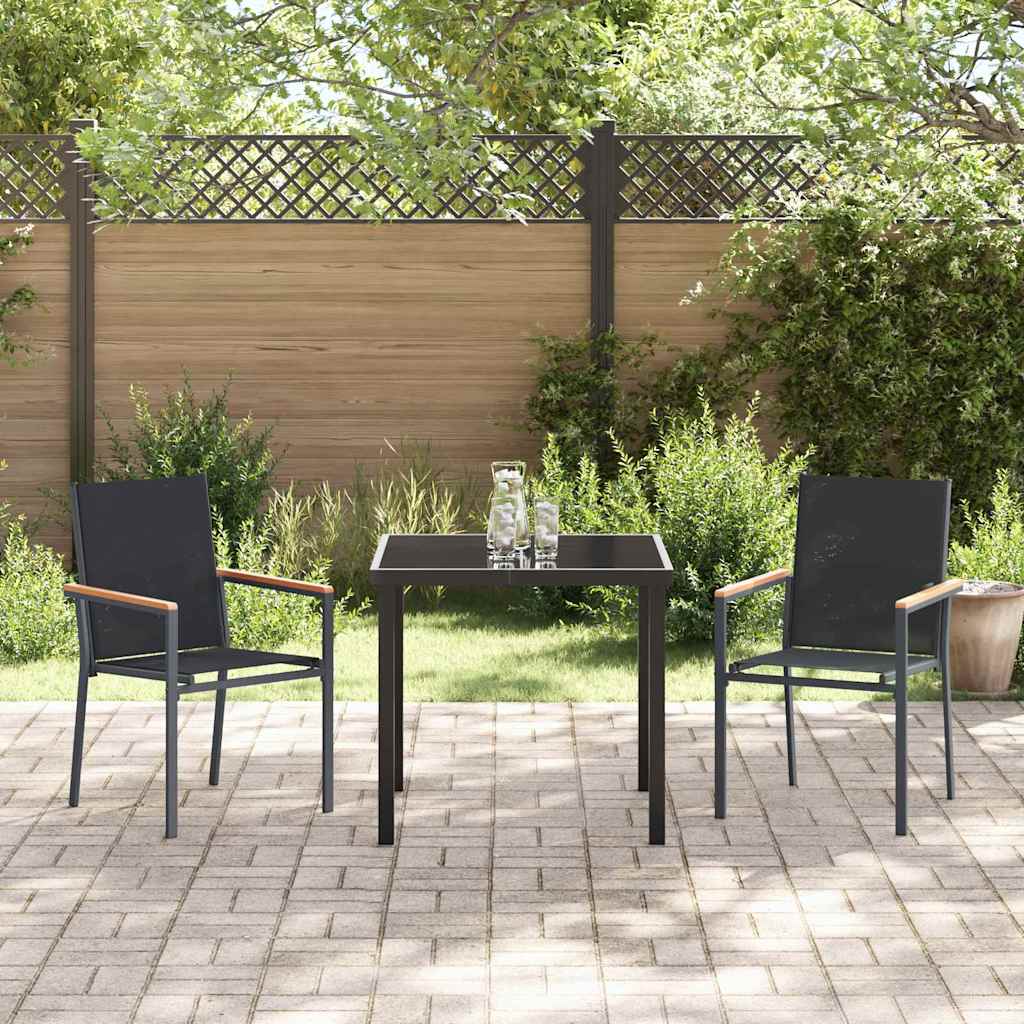 Have Spisebordssæt 3 pcs Sort Textilene og stål