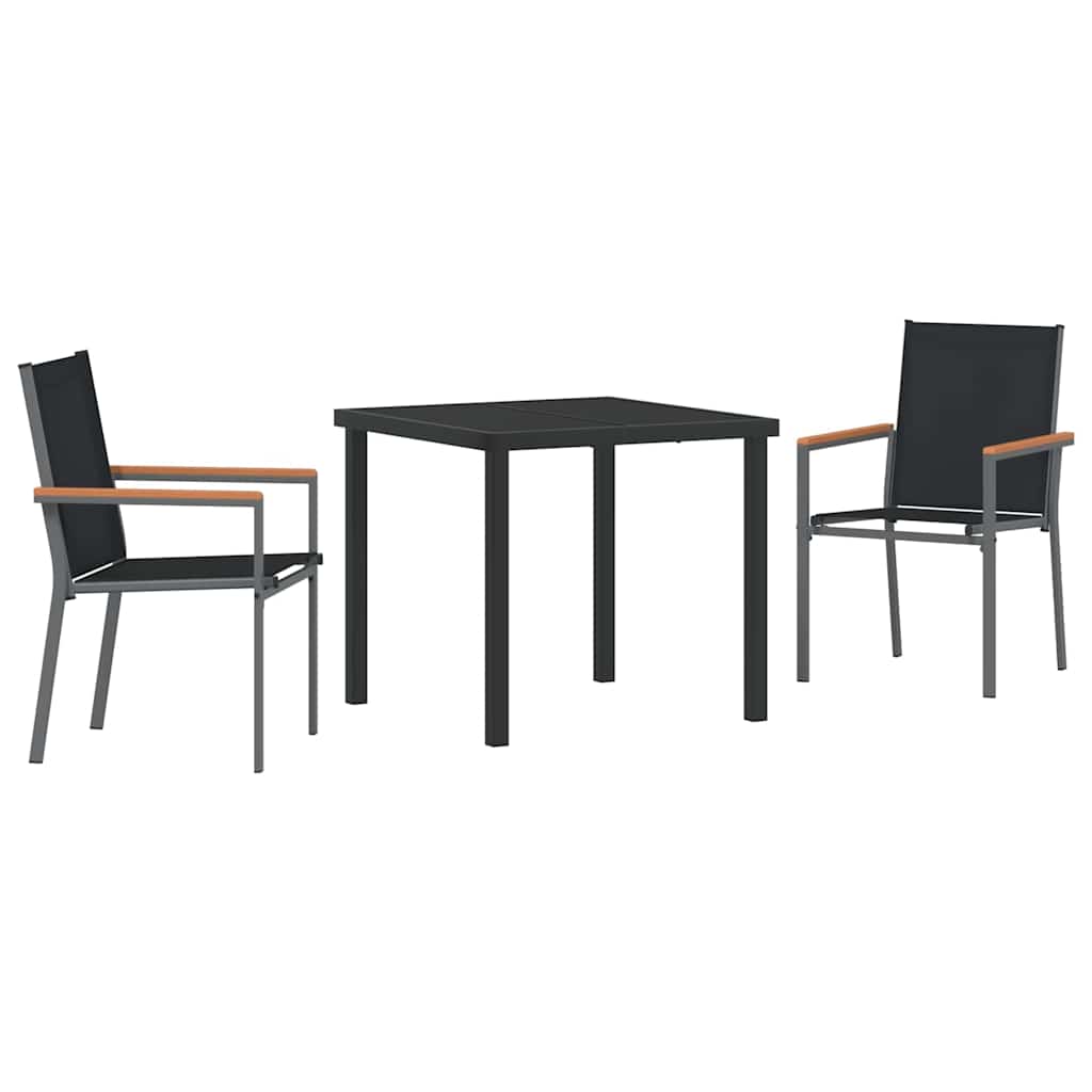 Have Spisebordssæt 3 pcs Sort Textilene og stål