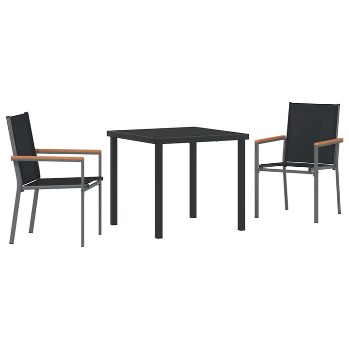 Have Spisebordssæt 3 pcs Sort Textilene og stål
