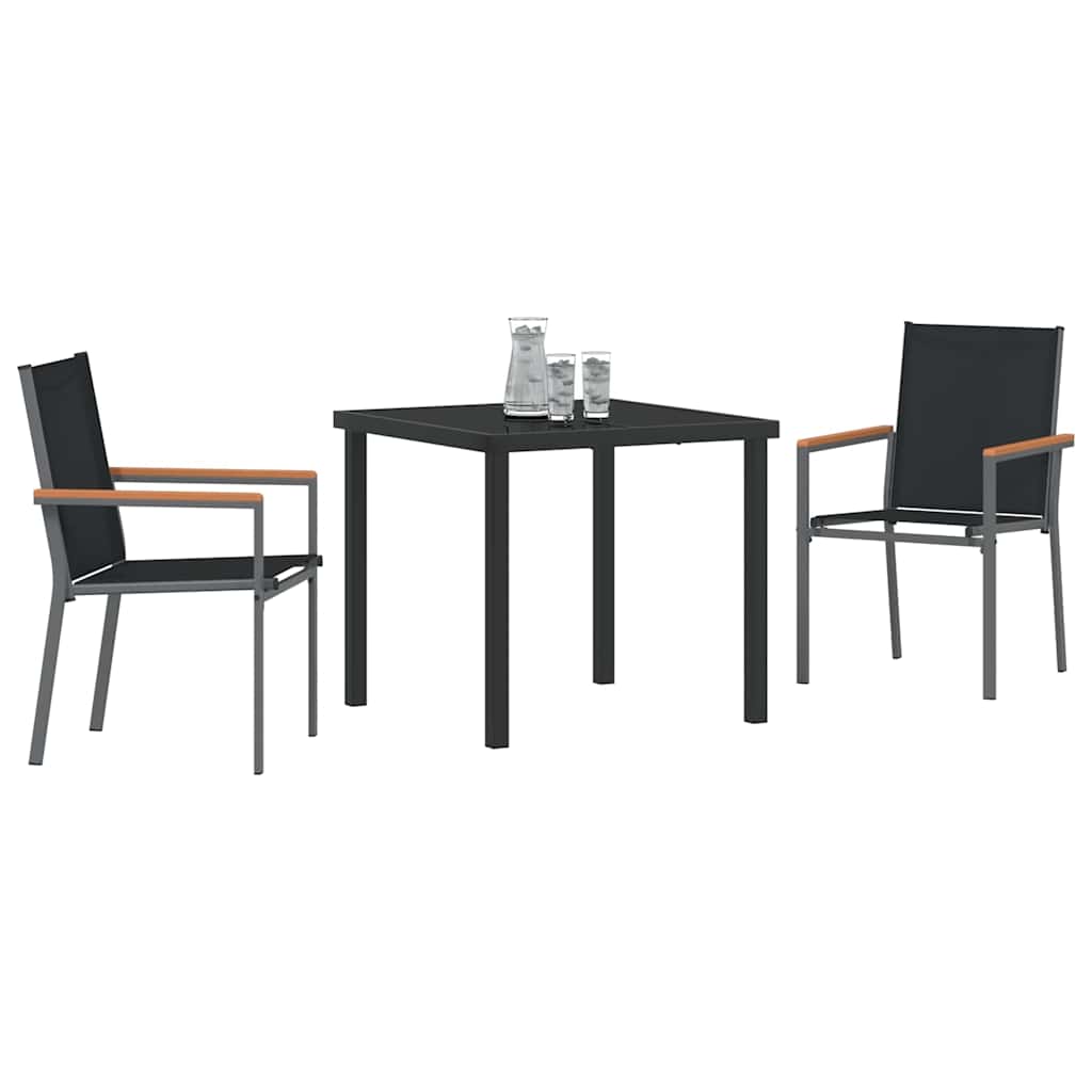 Have Spisebordssæt 3 pcs Sort Textilene og stål