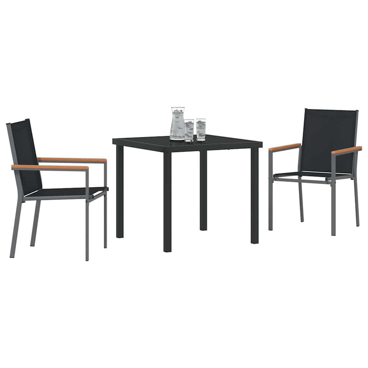 Have Spisebordssæt 3 pcs Sort Textilene og stål