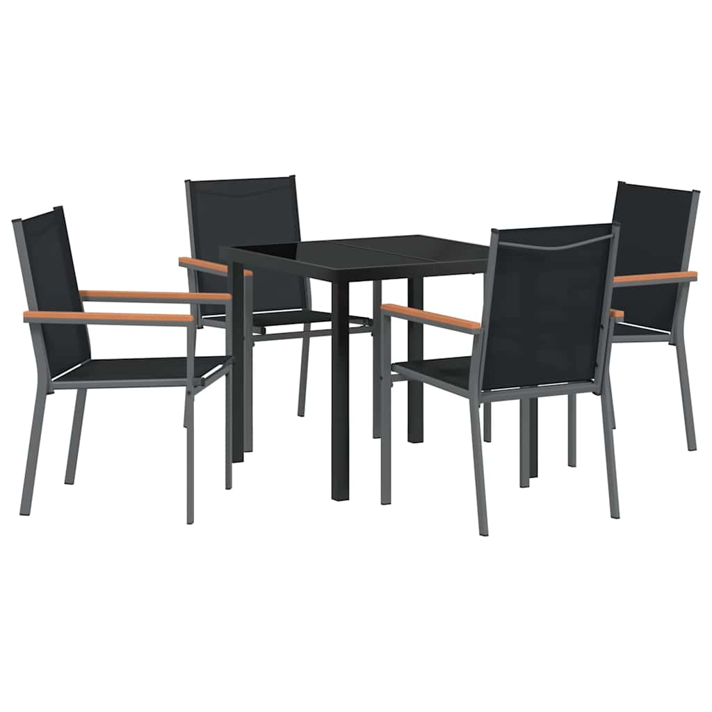 Have Spisebordssæt 5 pcs Sort Textilene og stål