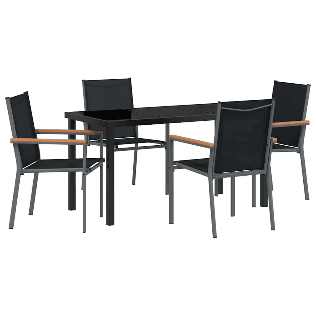 Have Spisebordssæt 5 pcs Sort Textilene og stål