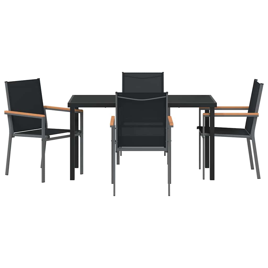 Have Spisebordssæt 5 pcs Sort Textilene og stål