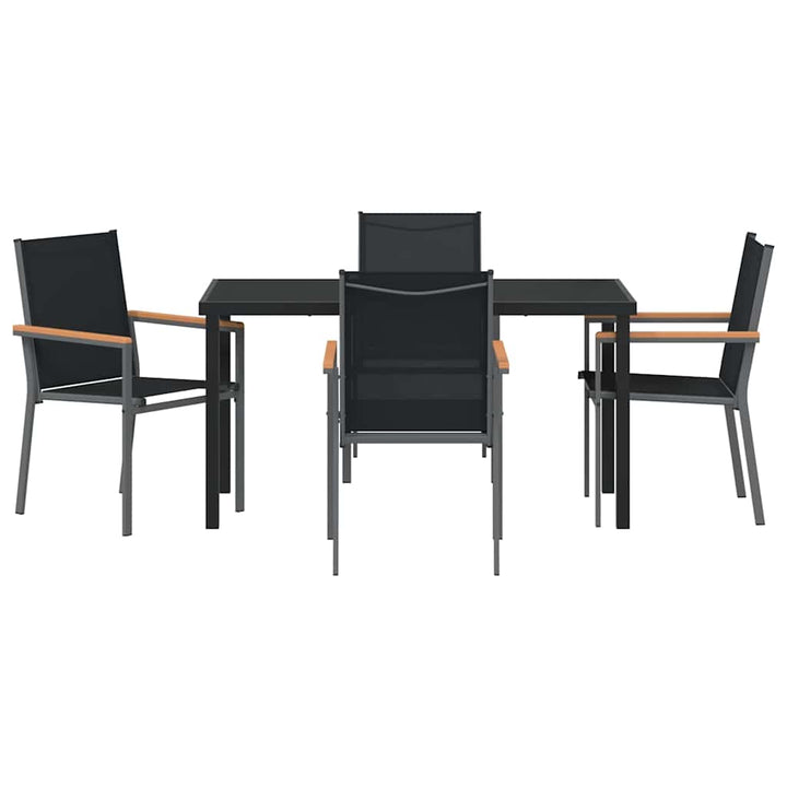 Have Spisebordssæt 5 pcs Sort Textilene og stål